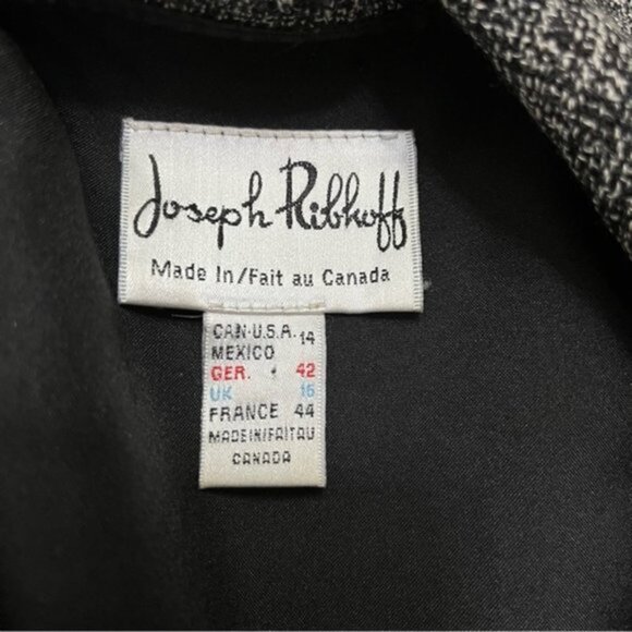 Joseph Ribkoff Grey Black Ruffle Blazer Women Size 14 - Picture 9 of 9